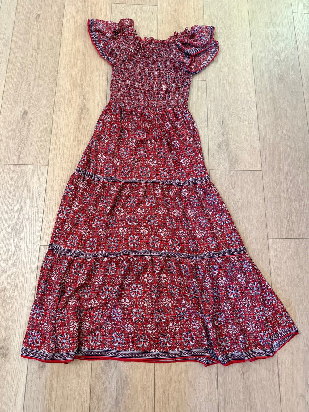Max Studio Women's Red Paisley Flutter Sleeve Maci
Dress Sz Small